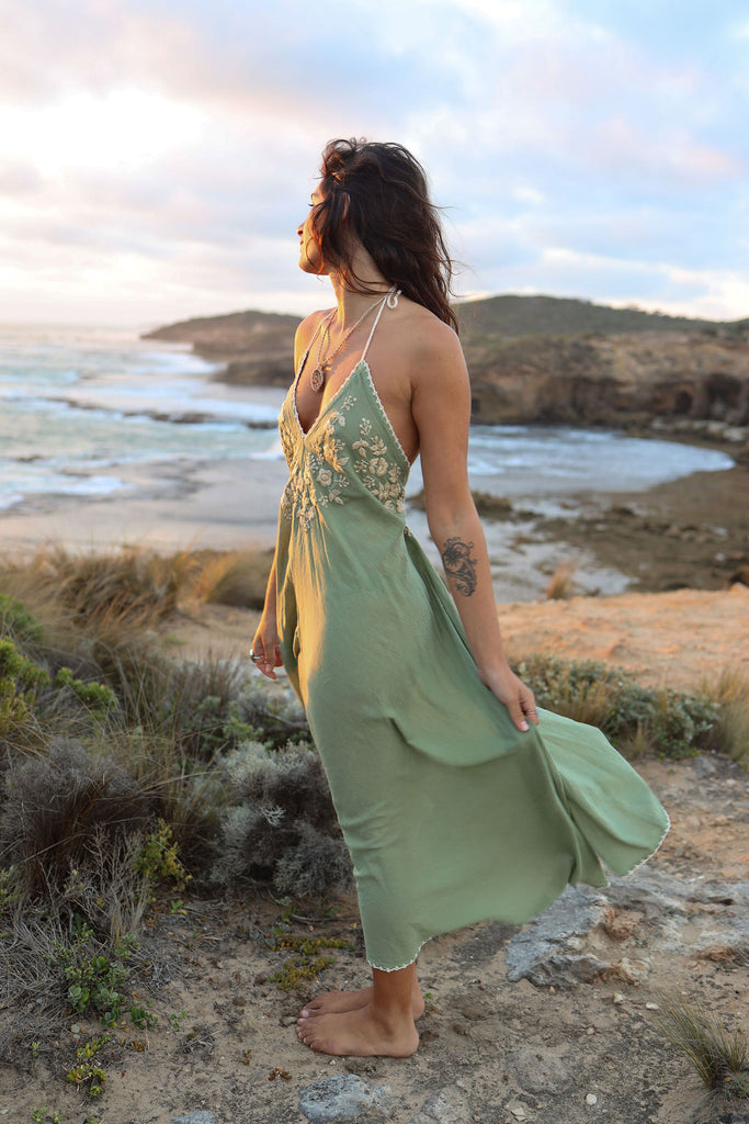 sage green dress for beach pictures My pretty friends in their sage green tulle gowns for a beach wedding.
